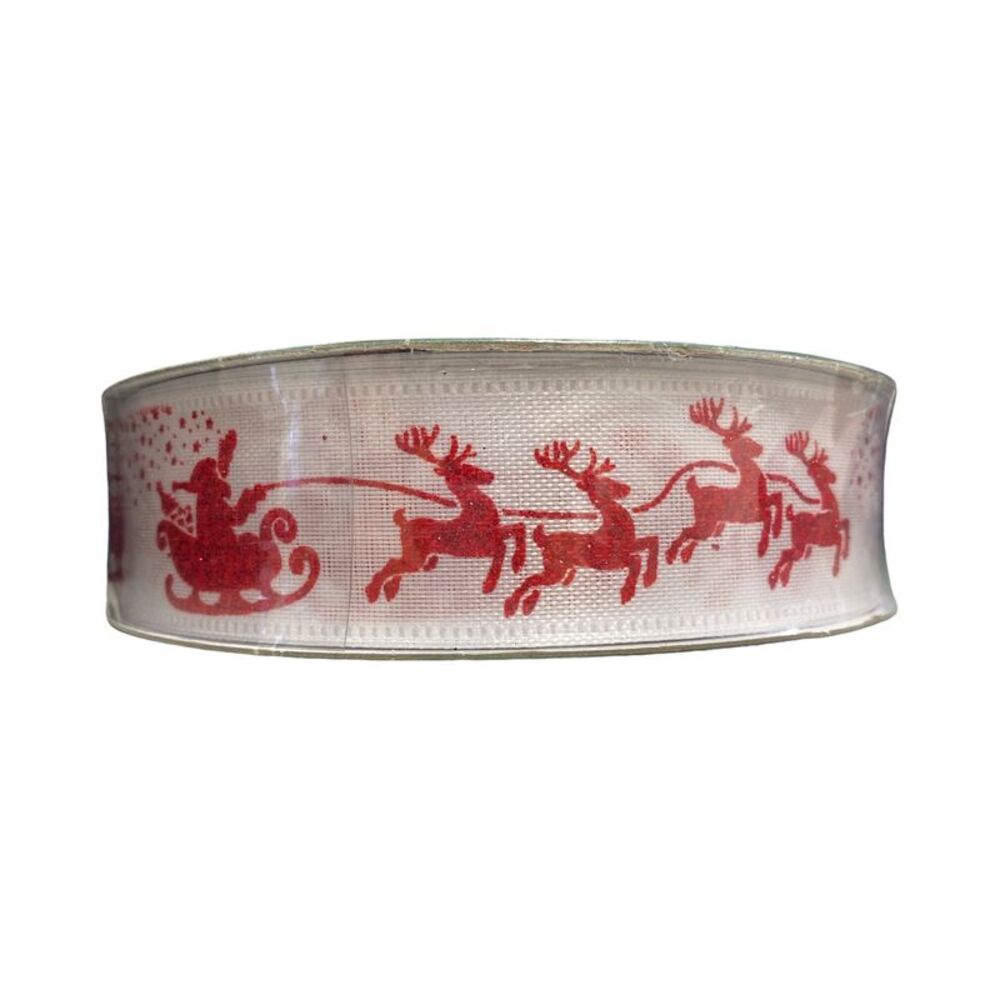 Santa's Sleigh - Member's Mark Wired Edge Premium Holiday Ribbon, 1.5" Wide x 50